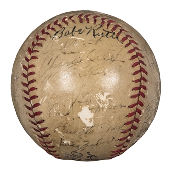 1943 World Series Champion New York Yankees Team Signed Baseball With 28 Signatures Including Babe Ruth, Bill Dickey & Joe McCarthy (PSA/DNA)